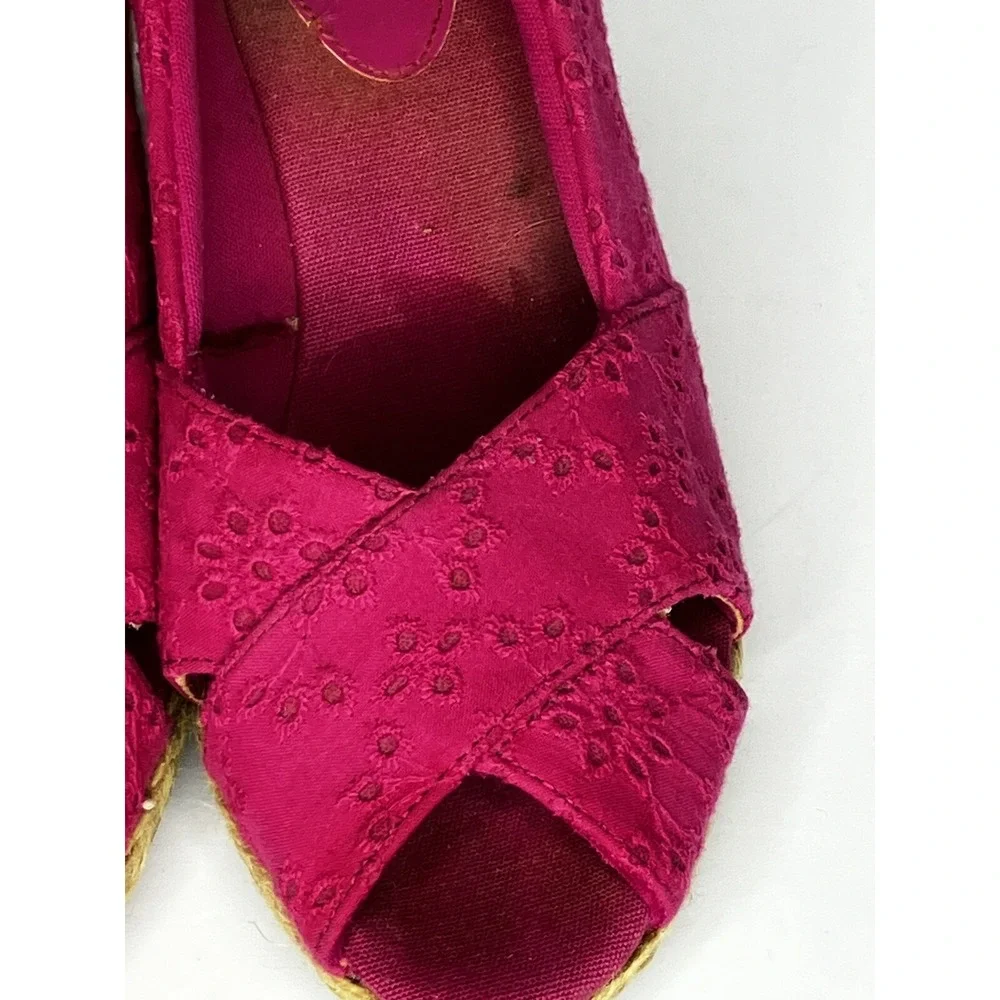 Cottagecore Chaps Shoes Sz 7.5 Espadrille‎ Pink Wedge Prairie Fairycore